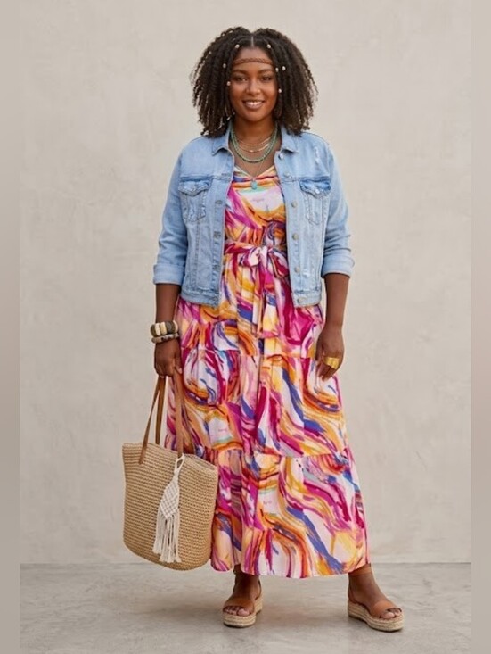 loralette Dresses & Skirts - Loralette Seashore Size 16W Relativity Multicolor Sleeveless V-Neck Maxi Dress